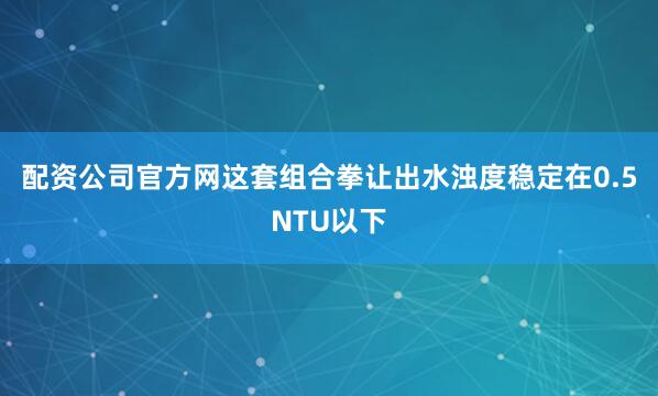 配资公司官方网这套组合拳让出水浊度稳定在0.5NTU以下